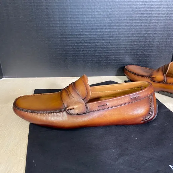 Magnanni Size 9 &quot;Vance&quot; Brown Leather Penny Loafers • Excellent Condition