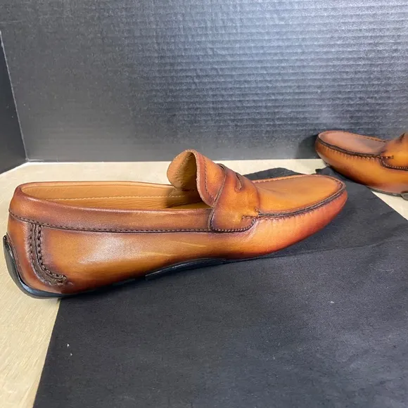 Magnanni Size 9 &quot;Vance&quot; Brown Leather Penny Loafers • Excellent Condition