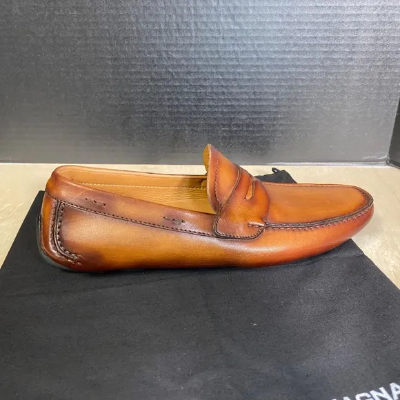 Magnanni Size 9 &quot;Vance&quot; Brown Leather Penny Loafers • Excellent Condition