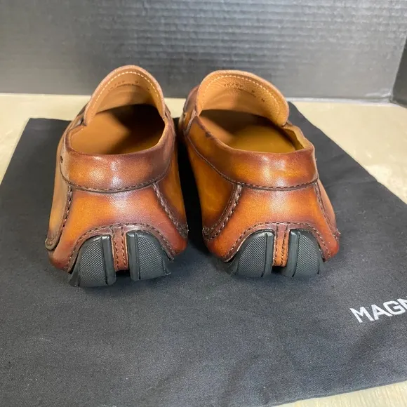 Magnanni Size 9 &quot;Vance&quot; Brown Leather Penny Loafers • Excellent Condition