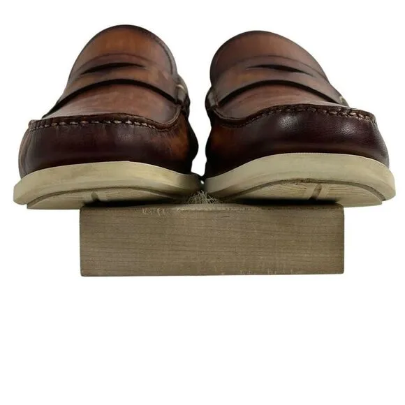 Magnanni Laguna Cognac Patina Leather Penny Loafers Men’s Size 10M