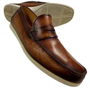 Magnanni Laguna Cognac Patina Leather Penny Loafers Men’s Size 10M
