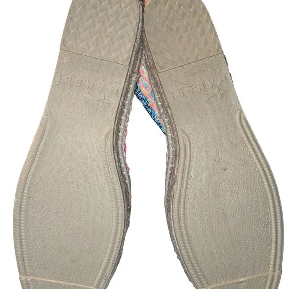 Manebi Espadrilles Platform Fabric Leather Lined Colorful Multi Fiber 10 NWOT