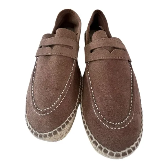 Manebi Hamptons Brown Suede Espadrilles Slip-On Loafers Spain Men's Sz 42 US 9