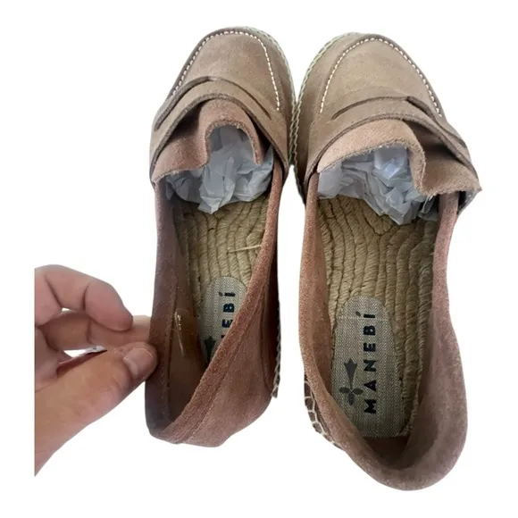 Manebi Hamptons Brown Suede Espadrilles Slip-On Loafers Spain Men's Sz 42 US 9
