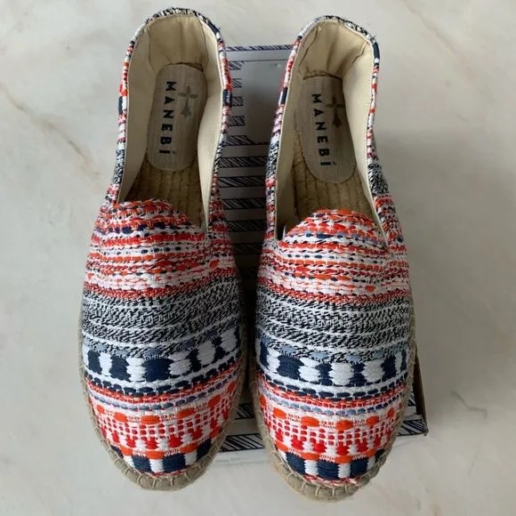 Manebi Ibiza Stripe Tweed Espadrilles Flats 10 NWT