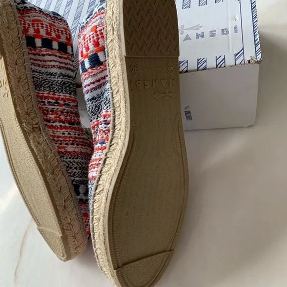 Manebi Ibiza Stripe Tweed Espadrilles Flats 10 NWT