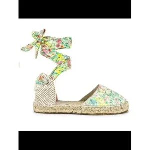 MANEBI LoveShackFancy Womens Green 0.5&quot; Heel  Platform Leather Espadrilles 36