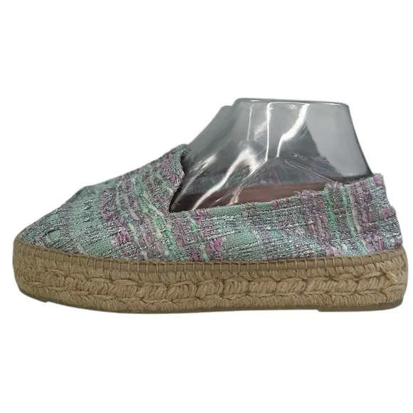 Manebi Tweed Espadrilles Multi Color Slip On Shoes Summer Resortwear SZ 39/8