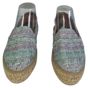 Manebi Tweed Espadrilles Multi Color Slip On Shoes Summer Resortwear SZ 39/8