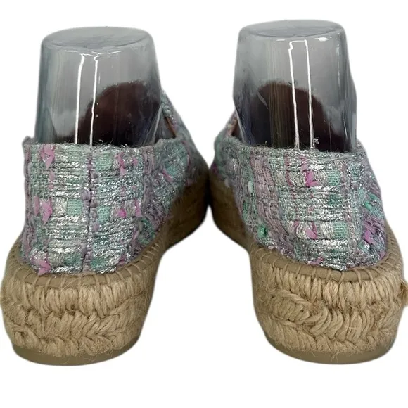 Manebi Tweed Espadrilles Multi Color Slip On Shoes Summer Resortwear SZ 39/8