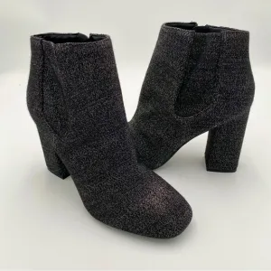 Marc Fisher Gemi Silver Metallic Chunky Heeled Ankle Boots Booties 9.5 (NWOT)
