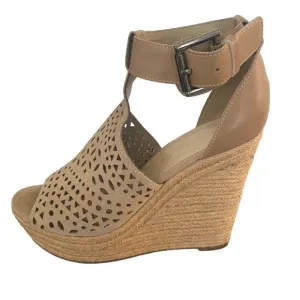 Marc Fisher Hasina suede platform espadrille wedge sandals tan Size 7