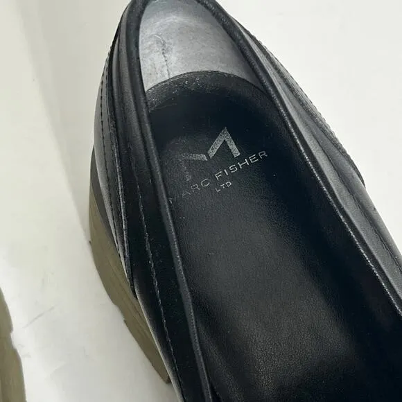 Marc Fisher Latika Lug Sole Platform Loafers Blackk Shoe Size 10