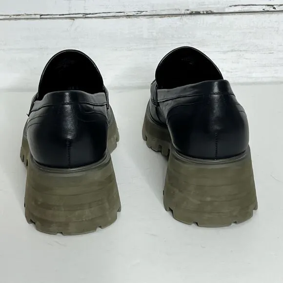 Marc Fisher Latika Lug Sole Platform Loafers Blackk Shoe Size 10