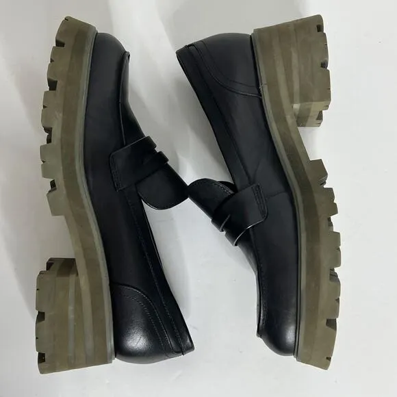 Marc Fisher Latika Lug Sole Platform Loafers Blackk Shoe Size 10