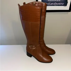 Marc Fisher NEW Women's Hailin Regular Calf Leather Tall  Boots Cognac, 6W