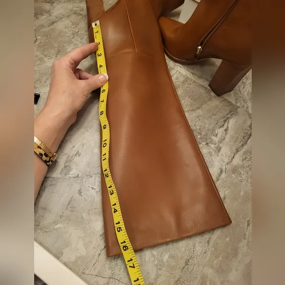 Marc Fisher Tan Heeled Boots with Chunky Block Heel