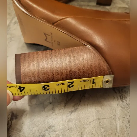 Marc Fisher Tan Heeled Boots with Chunky Block Heel