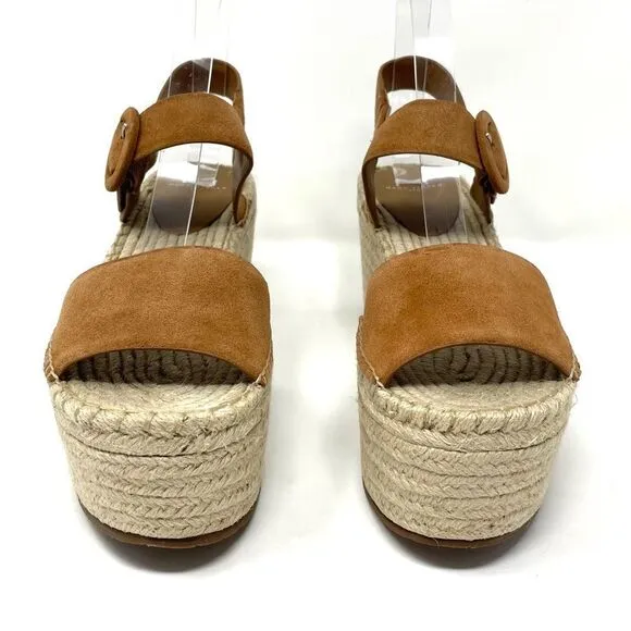 Marc Fisher Tan Rex Leather Platform Wedge Espadrilles Size 10 NIB