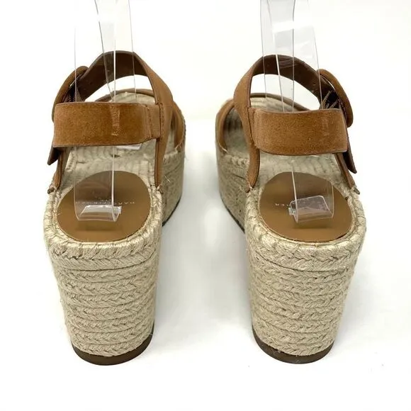 Marc Fisher Tan Rex Leather Platform Wedge Espadrilles Size 10 NIB