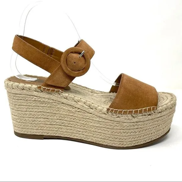 Marc Fisher Tan Rex Leather Platform Wedge Espadrilles Size 10 NIB