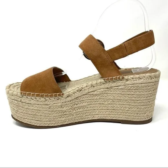 Marc Fisher Tan Rex Leather Platform Wedge Espadrilles Size 10 NIB
