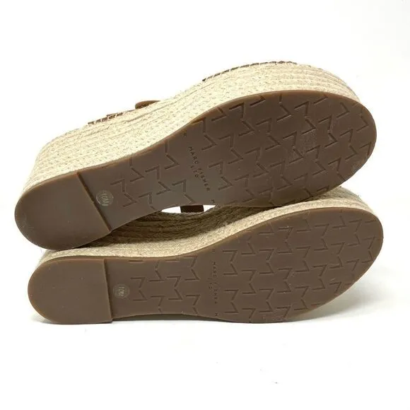 Marc Fisher Tan Rex Leather Platform Wedge Espadrilles Size 10 NIB