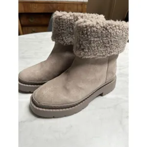 Marc Fisher‎ VINA Womens Lined Mid Calf/ankle Boots Grey Stone Suede Lug SIZE 8