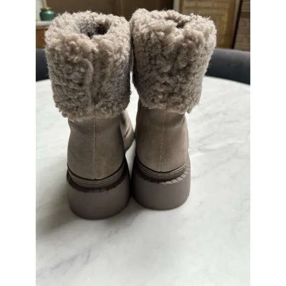 Marc Fisher‎ VINA Womens Lined Mid Calf/ankle Boots Grey Stone Suede Lug SIZE 8