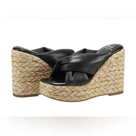 Marc Fisher Women's Navina Espadrille Wedge Sandal Sz 8.5/Black