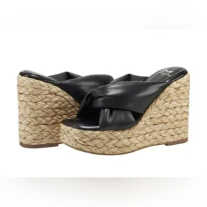 Marc Fisher Women's Navina Espadrille Wedge Sandal Sz 8.5/Black
