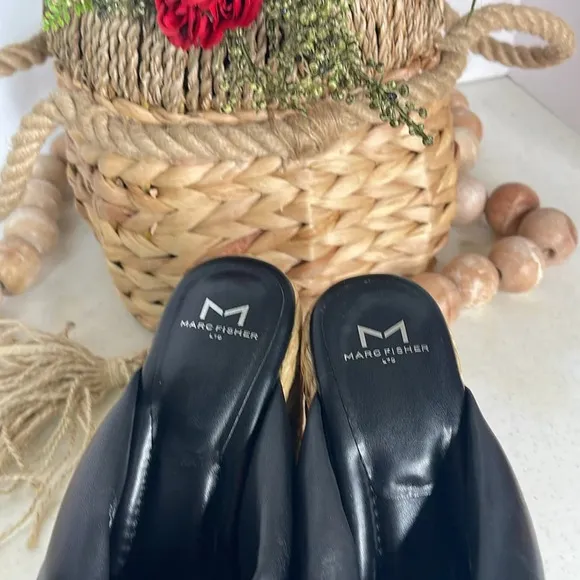 Marc Fisher Women's Navina Espadrille Wedge Sandal Sz 8.5/Black