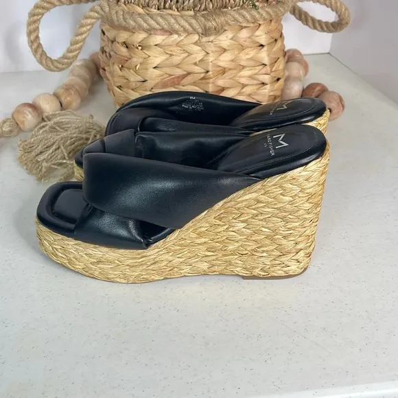 Marc Fisher Women's Navina Espadrille Wedge Sandal Sz 8.5/Black