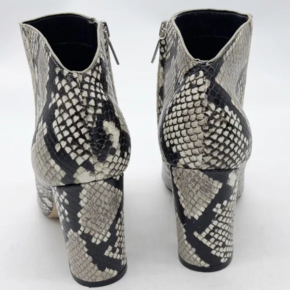 Marc Fisher Womens Unno Snakeskin Embossed Heeled Ankle Boots Size 8 Pointed Toe