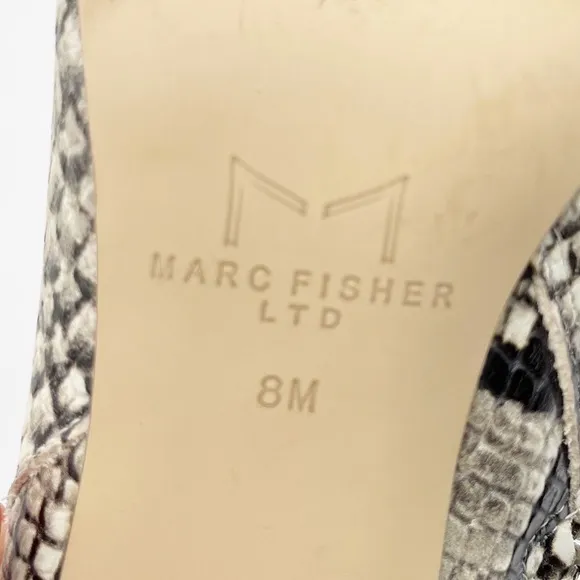 Marc Fisher Womens Unno Snakeskin Embossed Heeled Ankle Boots Size 8 Pointed Toe