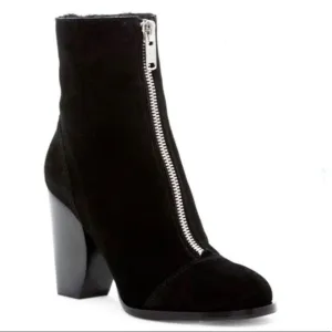 Marc Jacobs black suede shearling lined half moon boots booties 39
