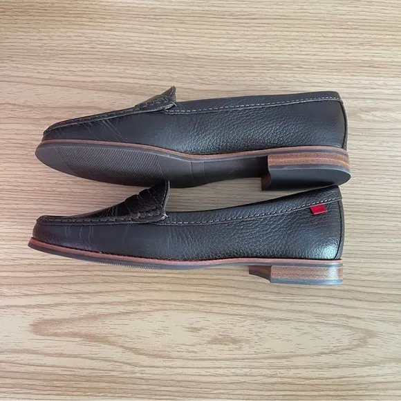 🆕🥿Marc Joseph East Village Brown Grainy Leather Penny Loafers Women 7.5
