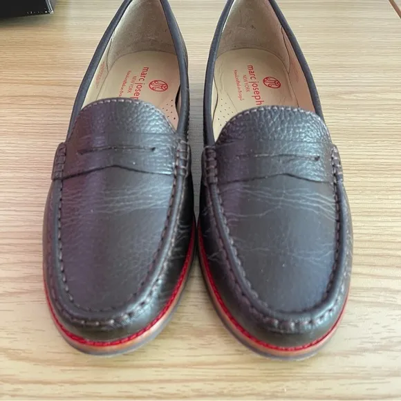 🆕🥿Marc Joseph East Village Brown Grainy Leather Penny Loafers Women 7.5