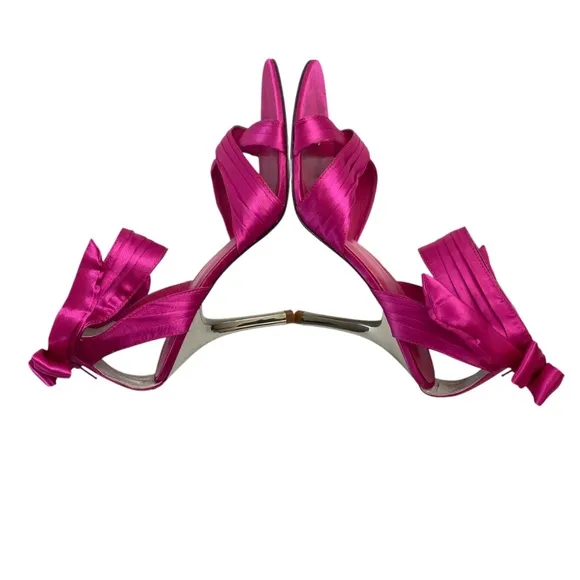 MARION PARKE Ballard Satin   Leather Sandals Hot Pink Size 9