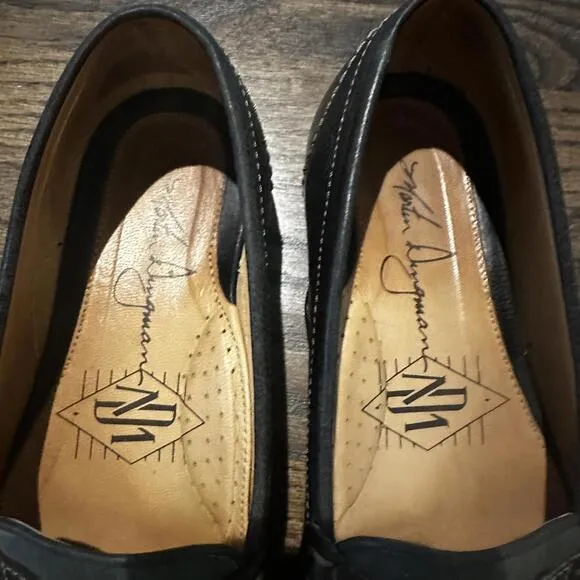 Martin Dingman Black Plaid Front Penny Loafers US 10.5