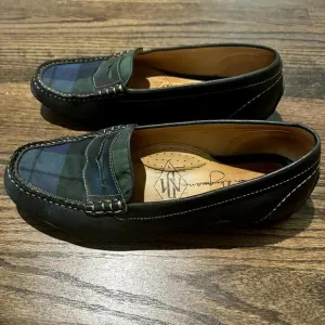 Martin Dingman Black Plaid Front Penny Loafers US 10.5