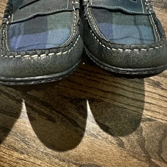 Martin Dingman Black Plaid Front Penny Loafers US 10.5