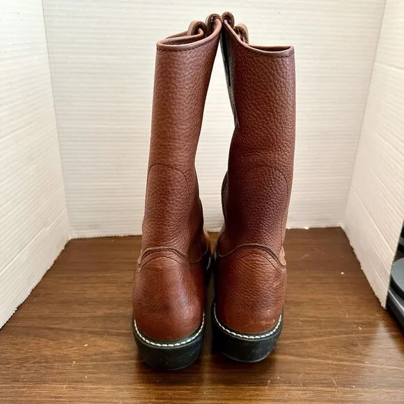 Mason Western Work Boots Men 11.5 B Brown Leather Mid-Calf Cowboy Western Oil Re