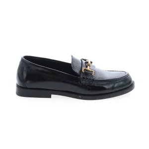 Massimo Dutti Black Leather Loafers Metal Detail Penny Loafer