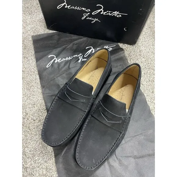 Massimo Matteo Black Suede Nubuck Penny Driver Loafers Men’s Size 11 New In Box
