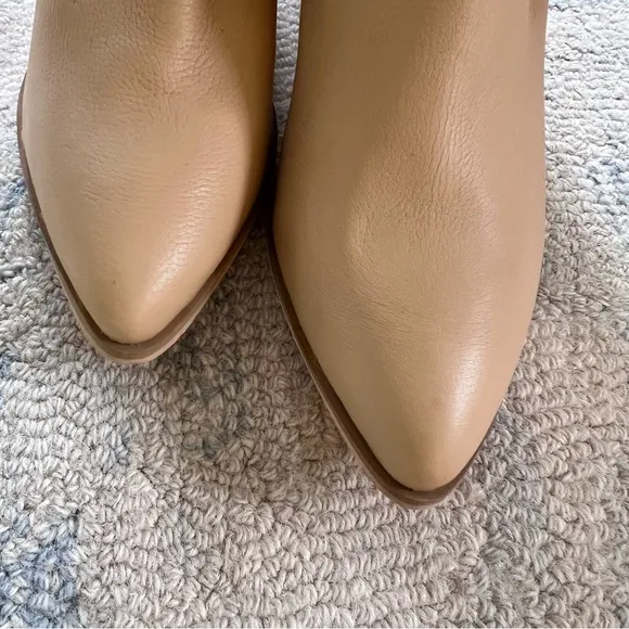 MATISSE BRIN FRINGE MID-CALF WESTERN LEATHER BOOTS SNIP TOE VANILLA SIZE 8
