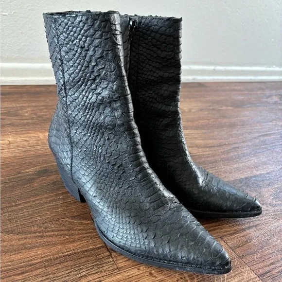 Matisse Caty Black Snake Leather Mid Calf Boots MATISSE CATY ANKLE BOOT