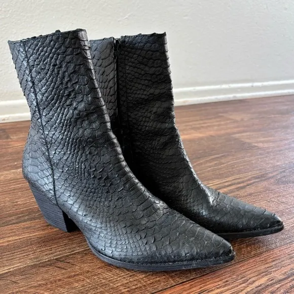 Matisse Caty Black Snake Leather Mid Calf Boots MATISSE CATY ANKLE BOOT