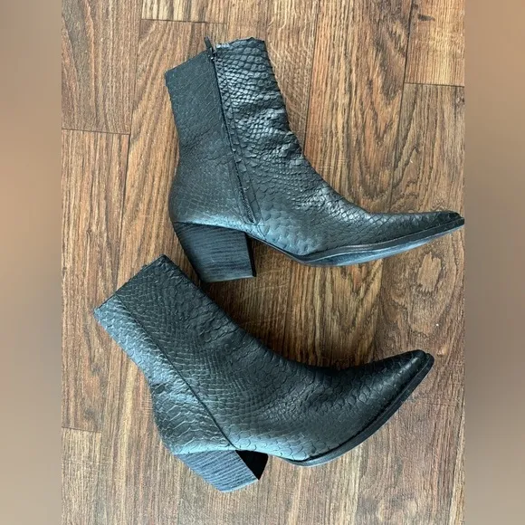 Matisse Caty Black Snake Leather Mid Calf Boots MATISSE CATY ANKLE BOOT